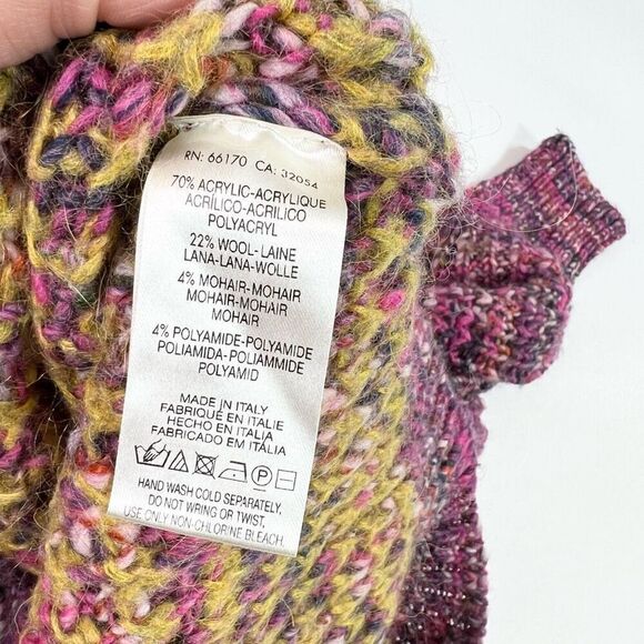 Moth Sweater Womens Medium Wool Mohair Chunky Knit Multicolor Rainbow cabin cozy - Picture 5 of 10